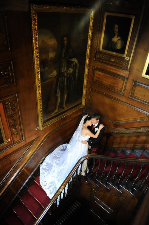 couple in castle wedding