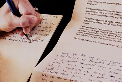 bride writing a letter