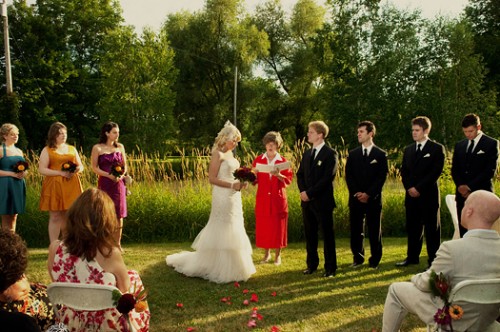 outdoor wedding ceremony at winery