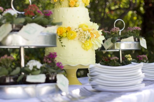 yellow wedding cake