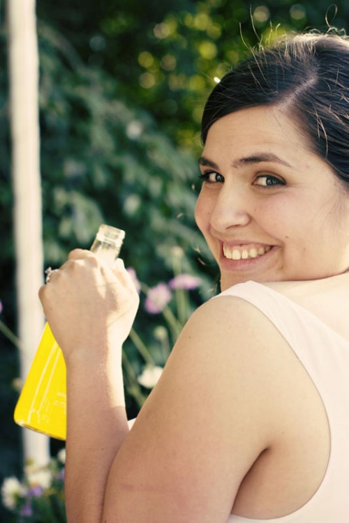 bride drinking soda