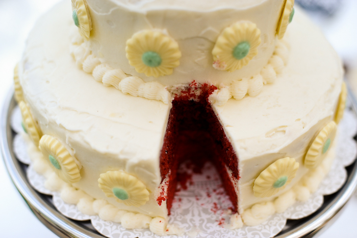 red wedding cake