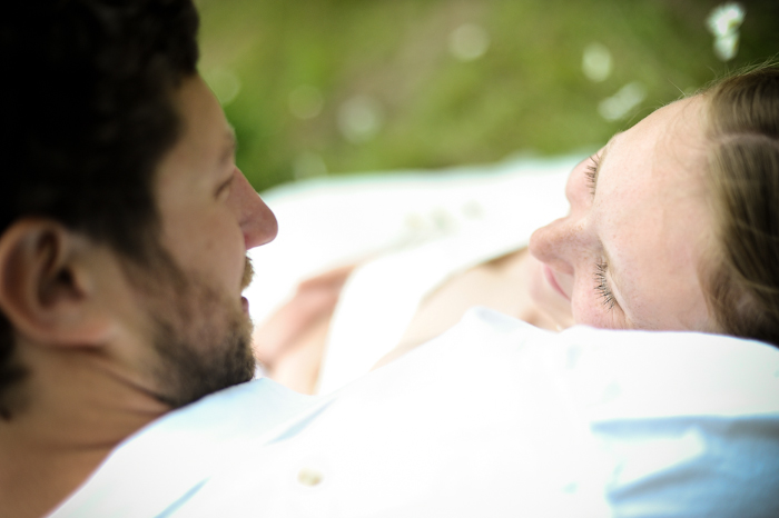 wedding couple lying down