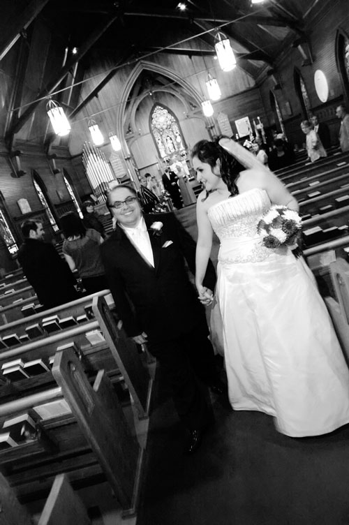 couple leaving church