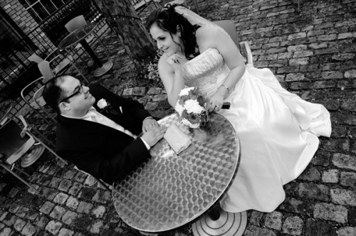 black and white bride and groom