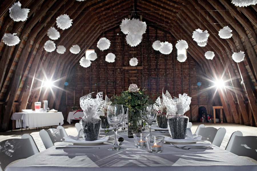 Decorated barn wedding venue