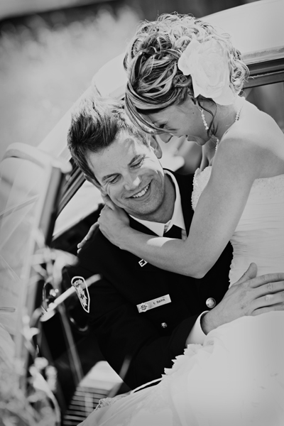 black and white couple portrait