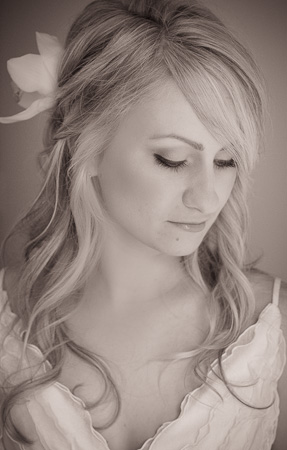 black and white bride portrait