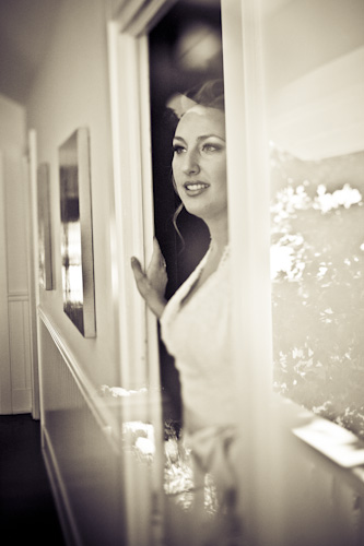 black and white bride portrait