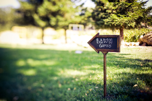 chalkboard lawn games sign