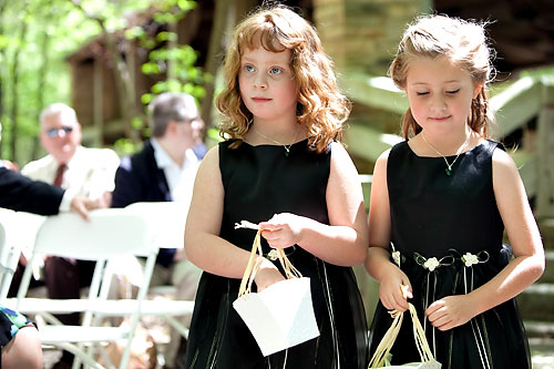 flower girls in black dresses