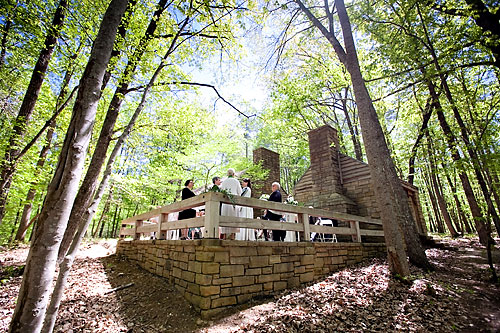 outdoor forest wedding ceremony