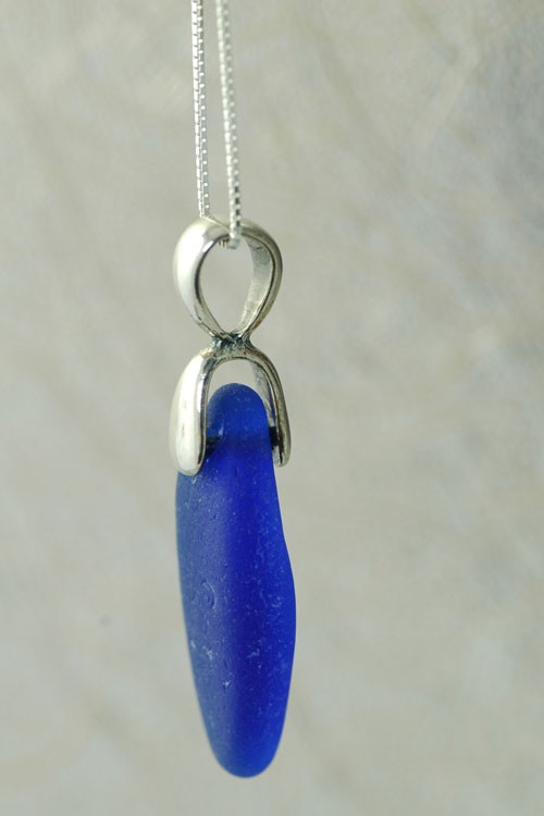 cobalt blue sea glass pendant