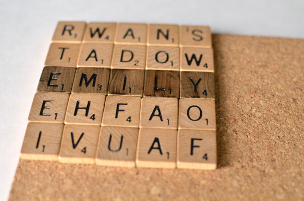 scrabble tile coasters