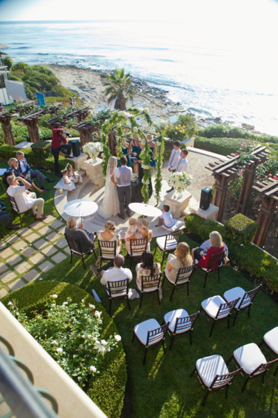 California At Home Wedding Katie Justin S Family In View Of Outdoor La Jolla Wedding Ceremony From Above