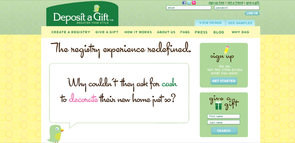 homepage deposit a gift