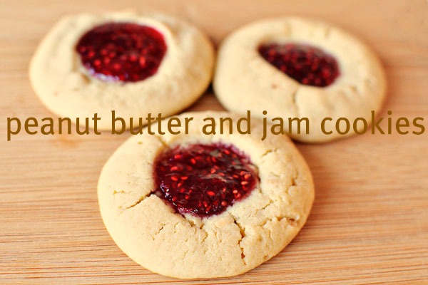 peanut butter and jam cookies