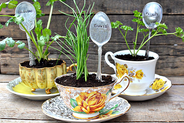 herb favors stamped spoons