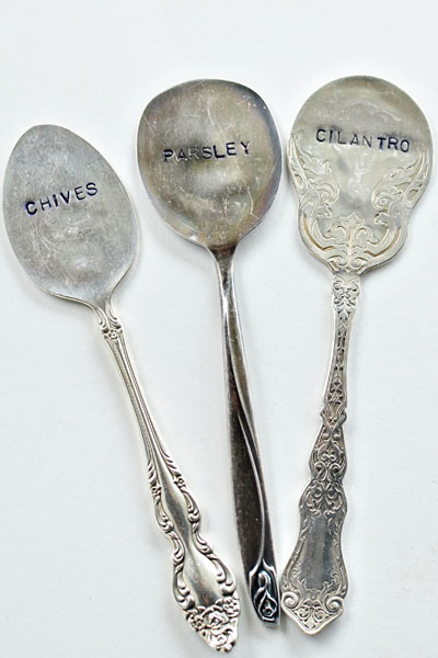 diy stamped spoon plant markers