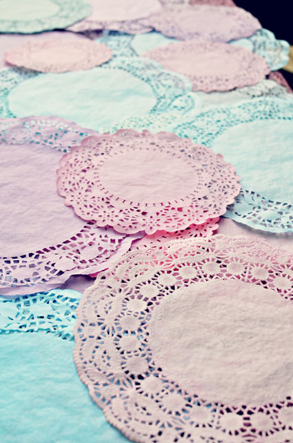 dyed doilies