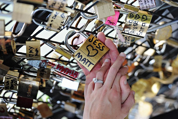 love locks on bridge