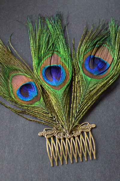 peacock hair comb