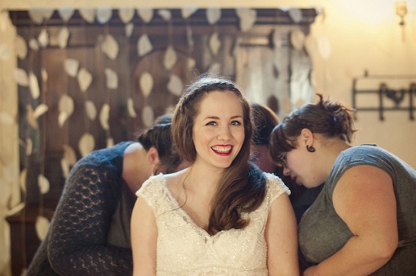 bride getting dressed