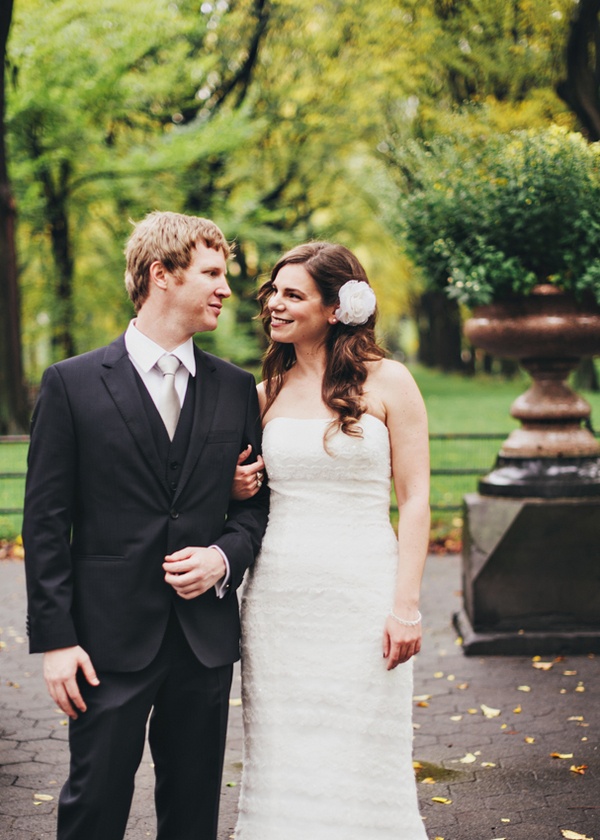 bride and groom central park portrait