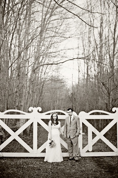 black and white bride and groom portrait