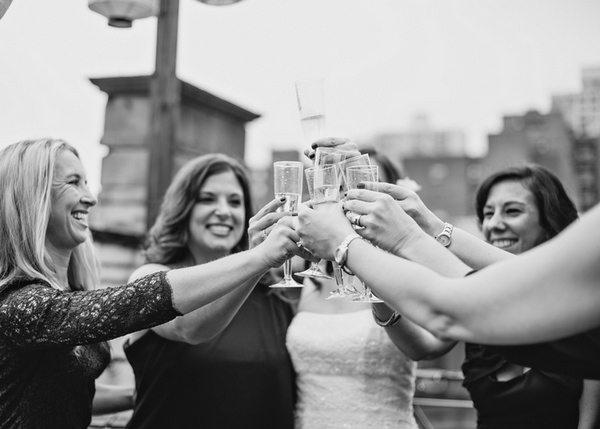 bridesmaids champagne toast