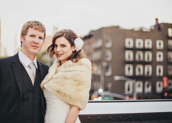 bride in fur stole