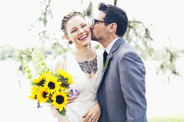 tattooed bride and groom