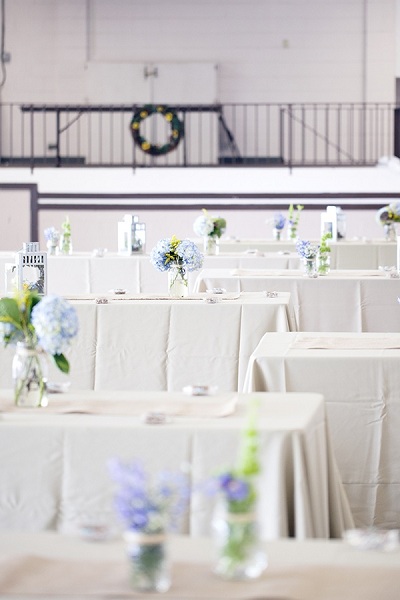 Blue hydrangea centerpieces