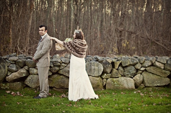 bride and groom first look session