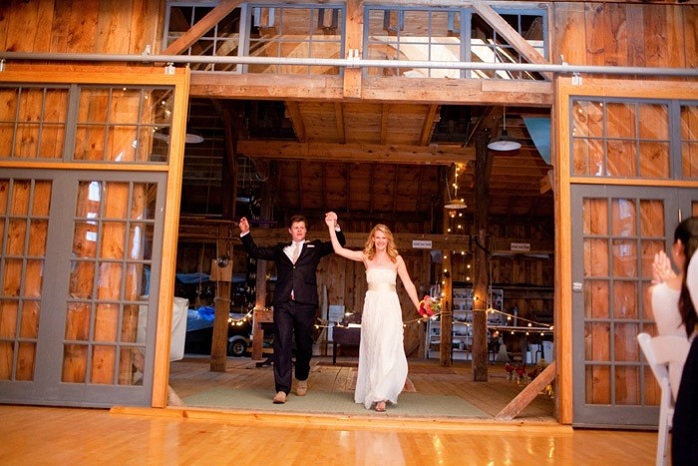 barn-wedding-couple-entrance-paige-paul