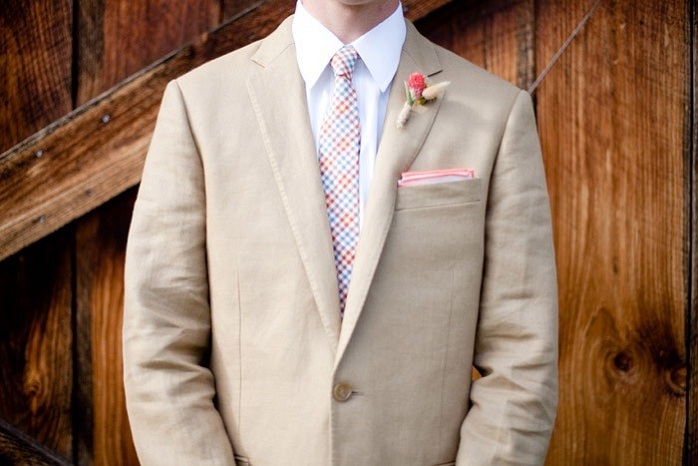 groom-outfit-patterned-tie-pocket-square-rustic-barn-wedding