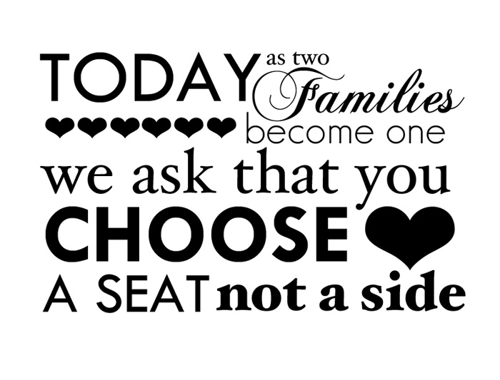 Choose a Seat - Not a Side - Free Wedding Printable - Landscape - from  IntimateWeddings.com