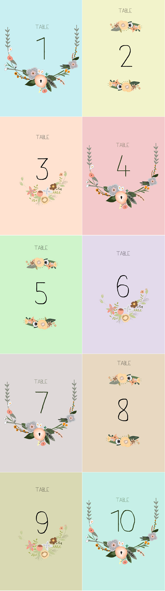 Table Numbers Printable Free