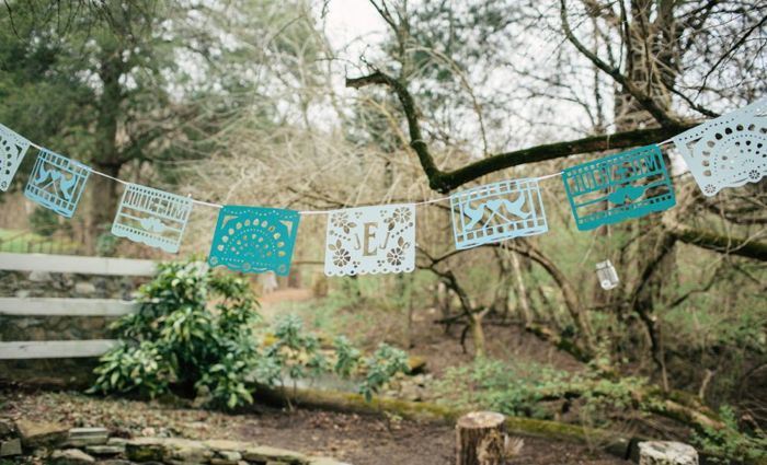 blue and white bunting - intimate tennessee wedding