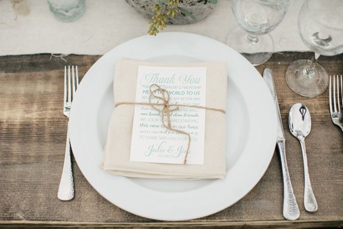 place setting and thank-you card