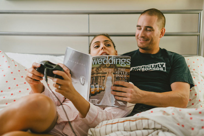 bedroom engagement photo