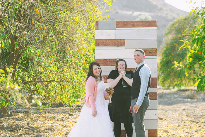 Orange grove elopement ceremony