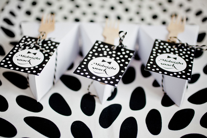 Black and white wedding favors