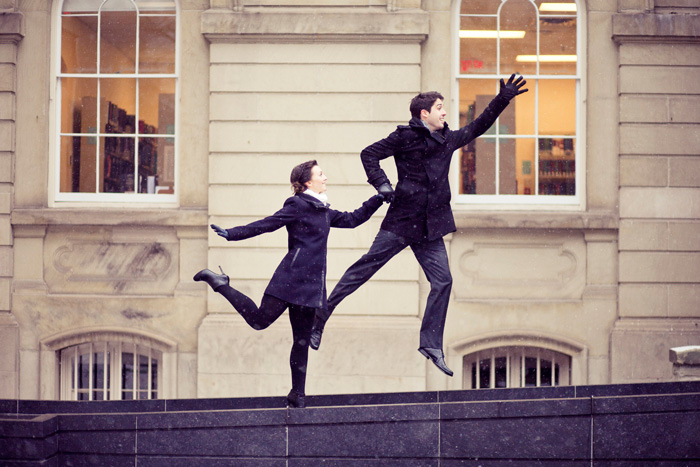 flying away engagement photo