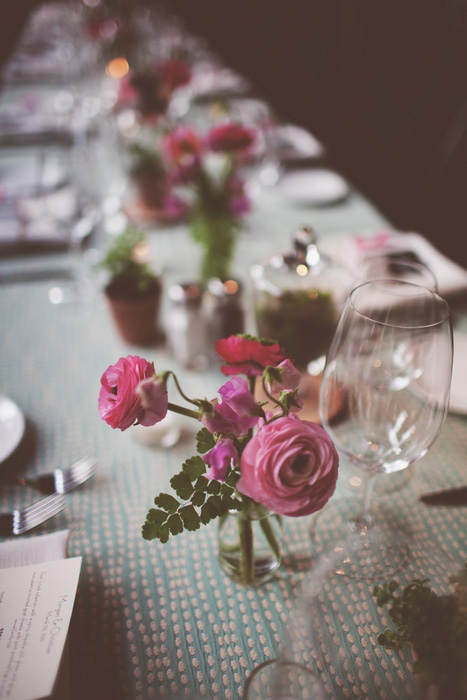 pink ranunculus wedding centerpiece