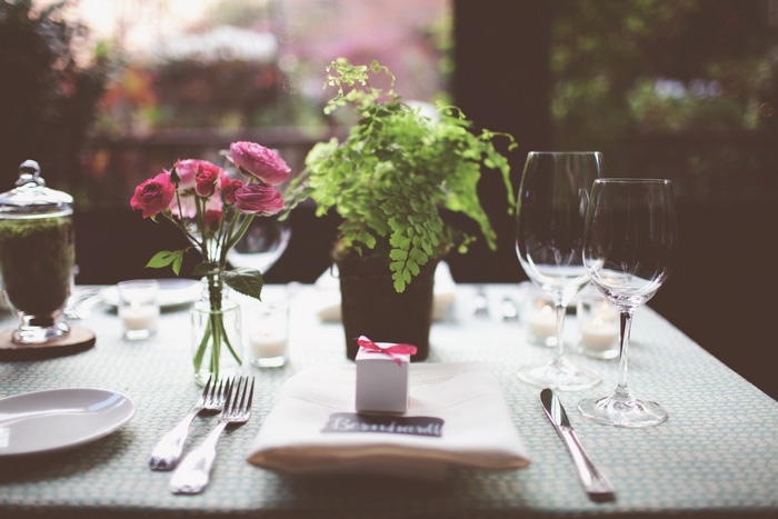 restaurant wedding reception table setting