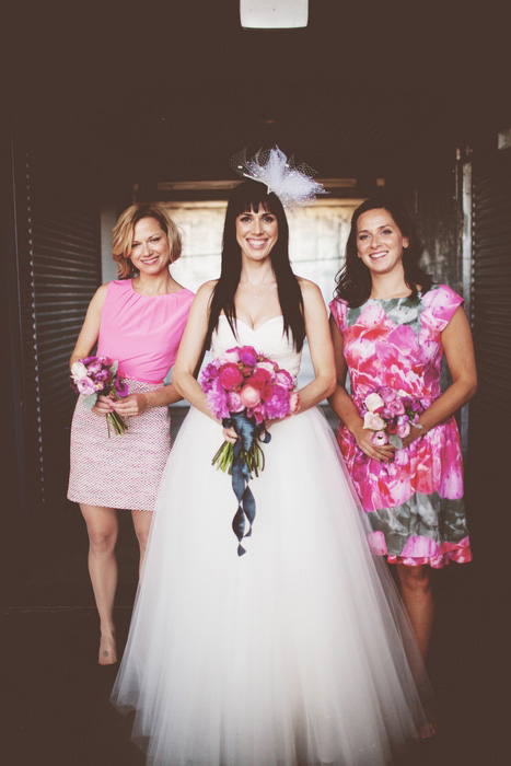 bride and pink bridesmaids