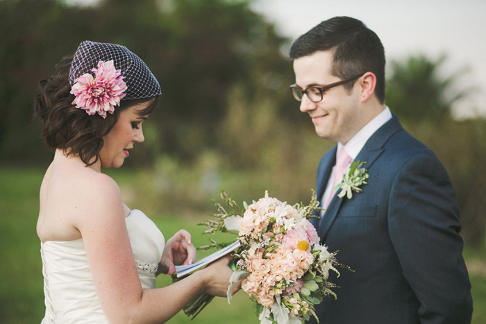 bride reading her vows