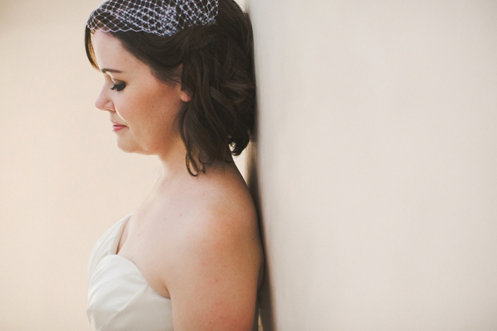 bride with birdcage veil