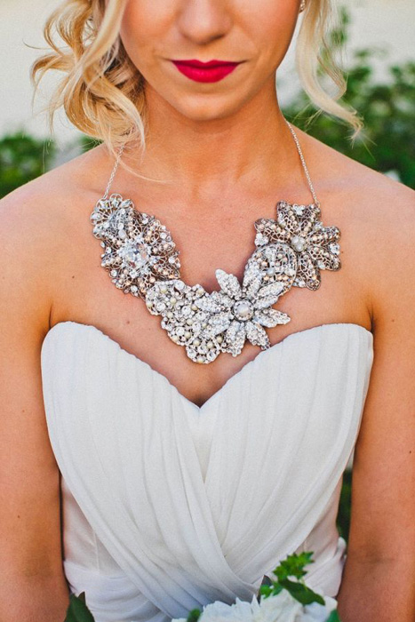 crystal flower statement necklace